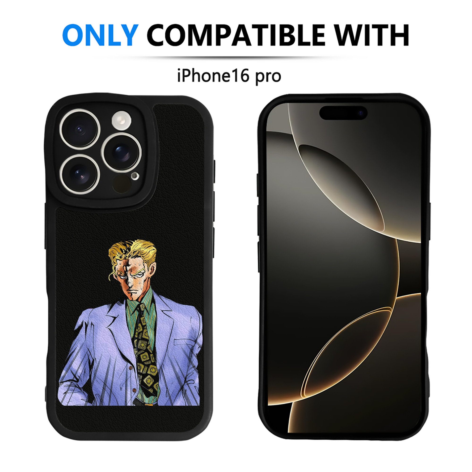 （画像用） ジョジョの奇妙な冒険 きら よしかげ JoJo's Bizarre Adventure Kira Yoshikage 【iPhone 16シリーズ対応】シリコンスマホケース（レザー調） 材質：シリコン